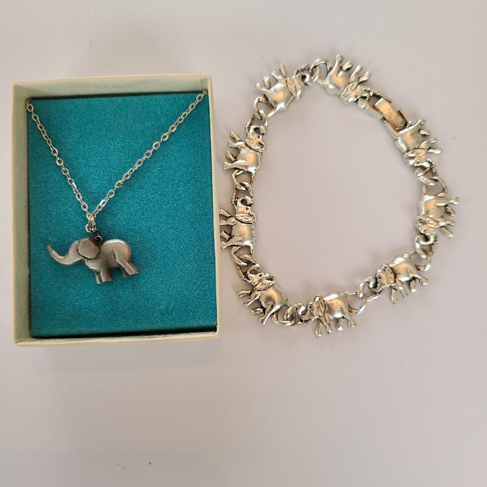 Vintage Pewter Necklace & Bracelet